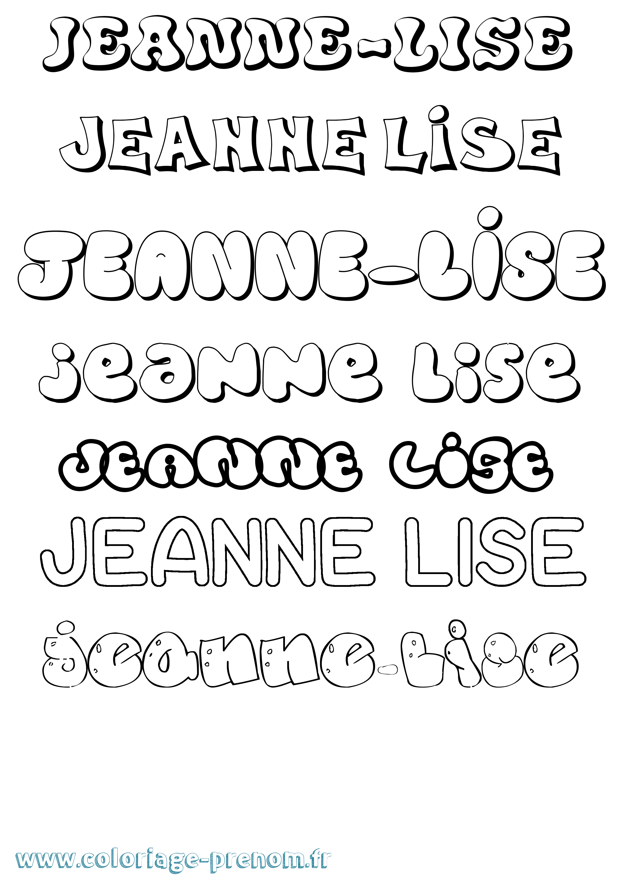 Coloriage du prénom Jeanne lise à Imprimer ou Télécharger facilement