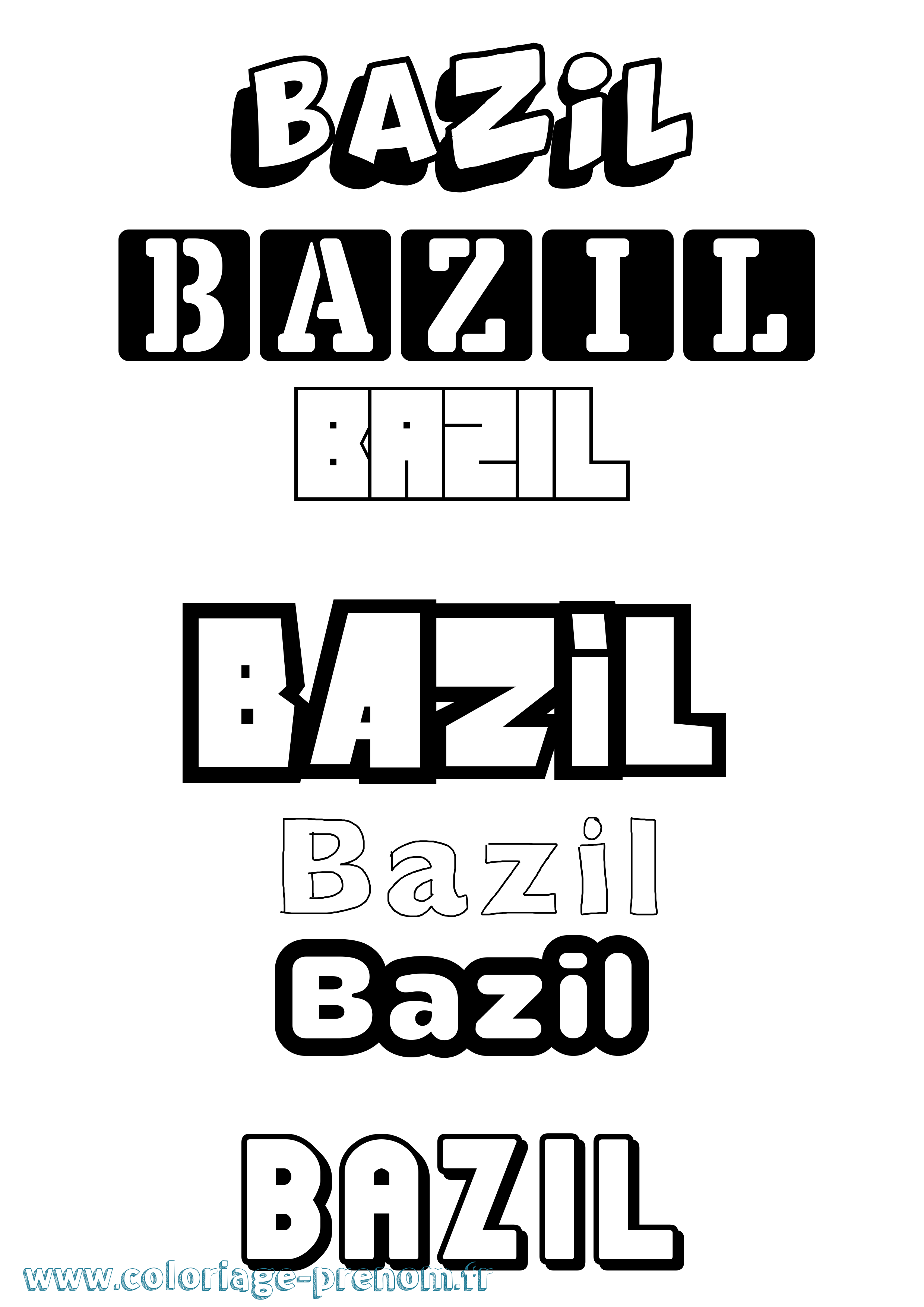 Coloriage du prénom Bazil : à Imprimer ou Télécharger facilement