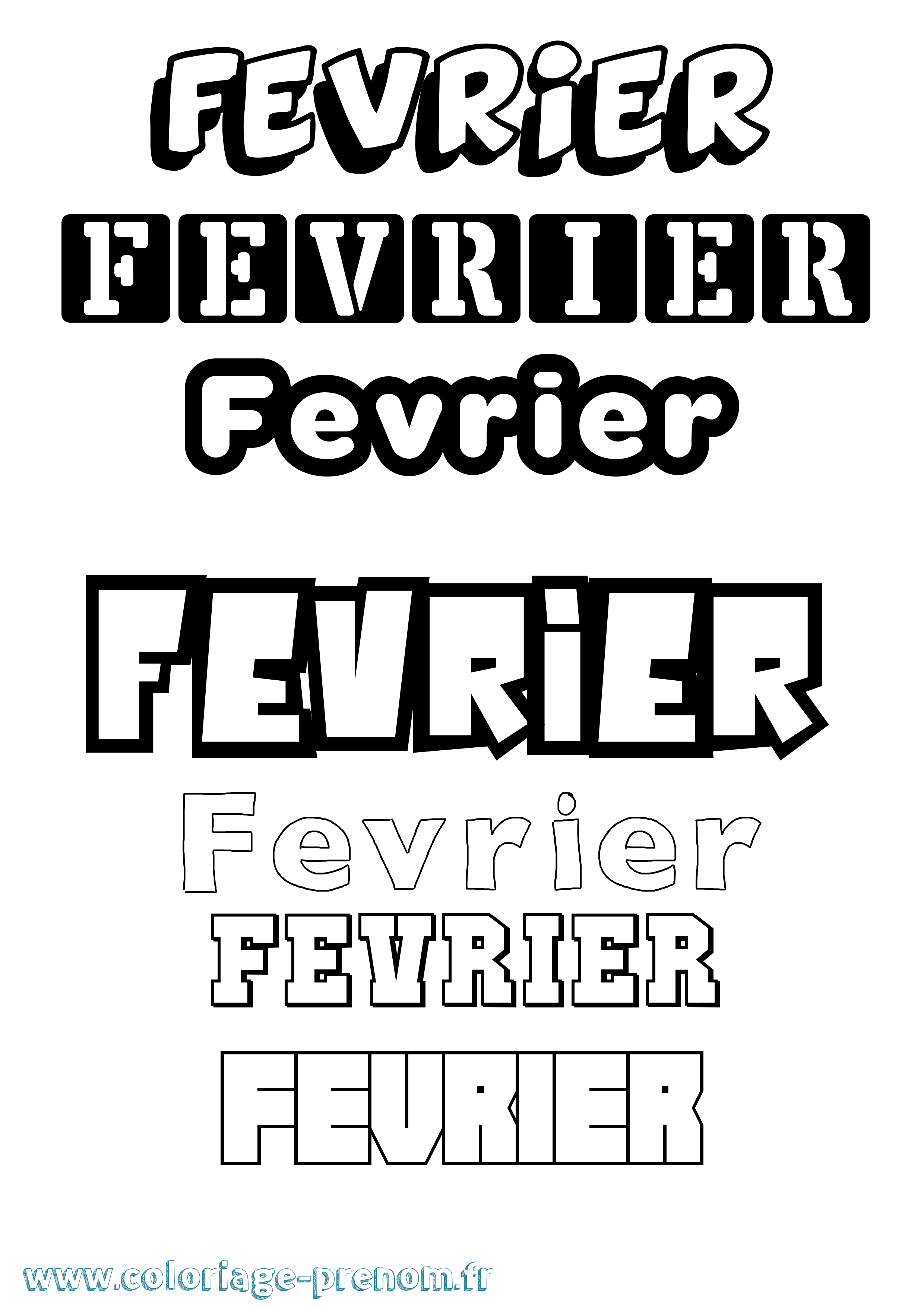 Coloriage du prénom Fevrier : à Imprimer ou Télécharger facilement