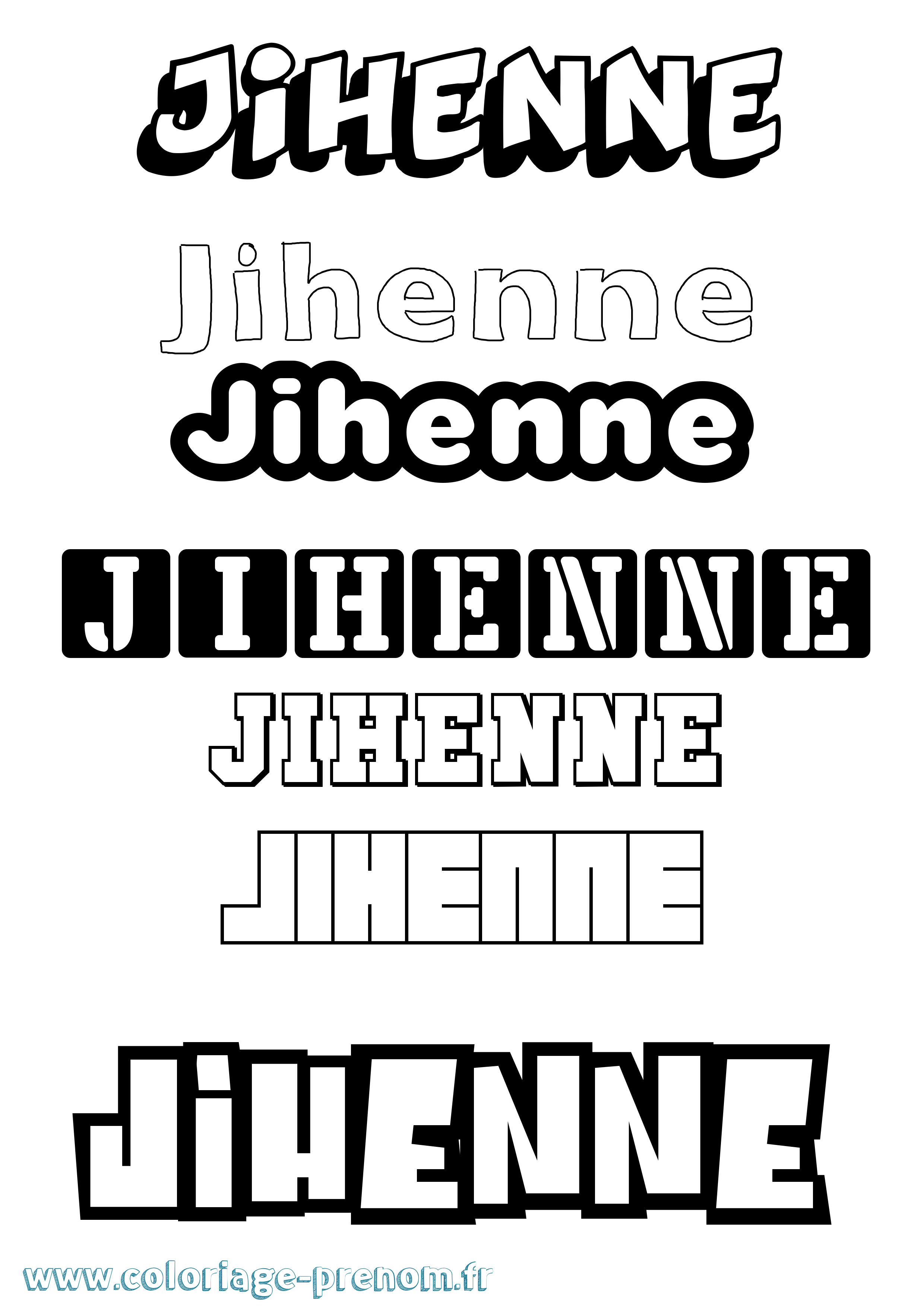 Coloriage du prénom Jihenne : à Imprimer ou Télécharger facilement