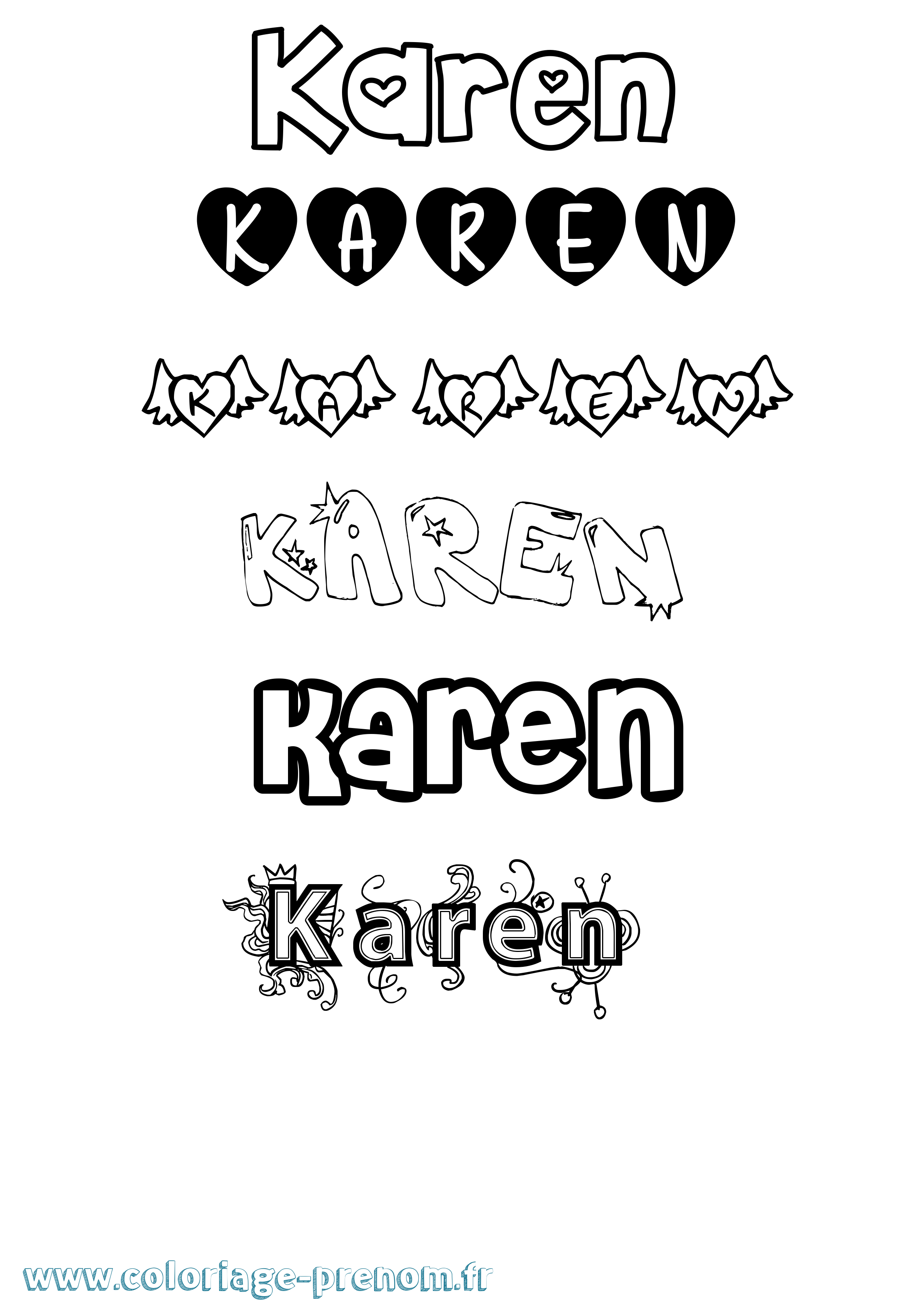 Coloriage du prénom Karen à Imprimer ou Télécharger facilement