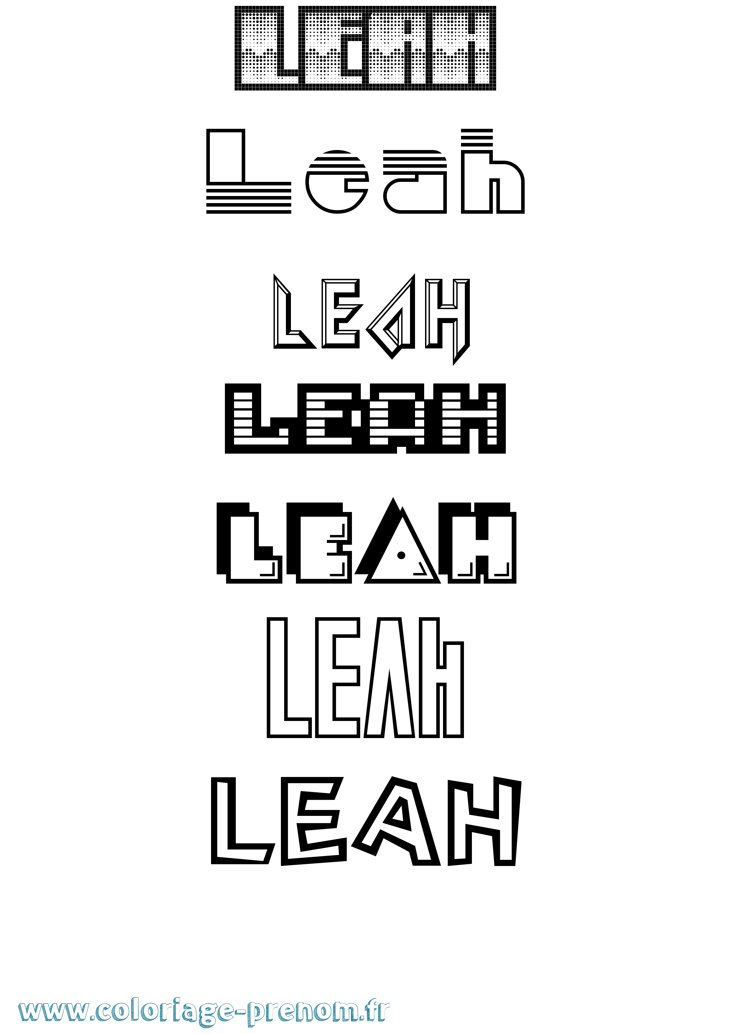 Coloriage du prénom Leah : à Imprimer ou Télécharger facilement