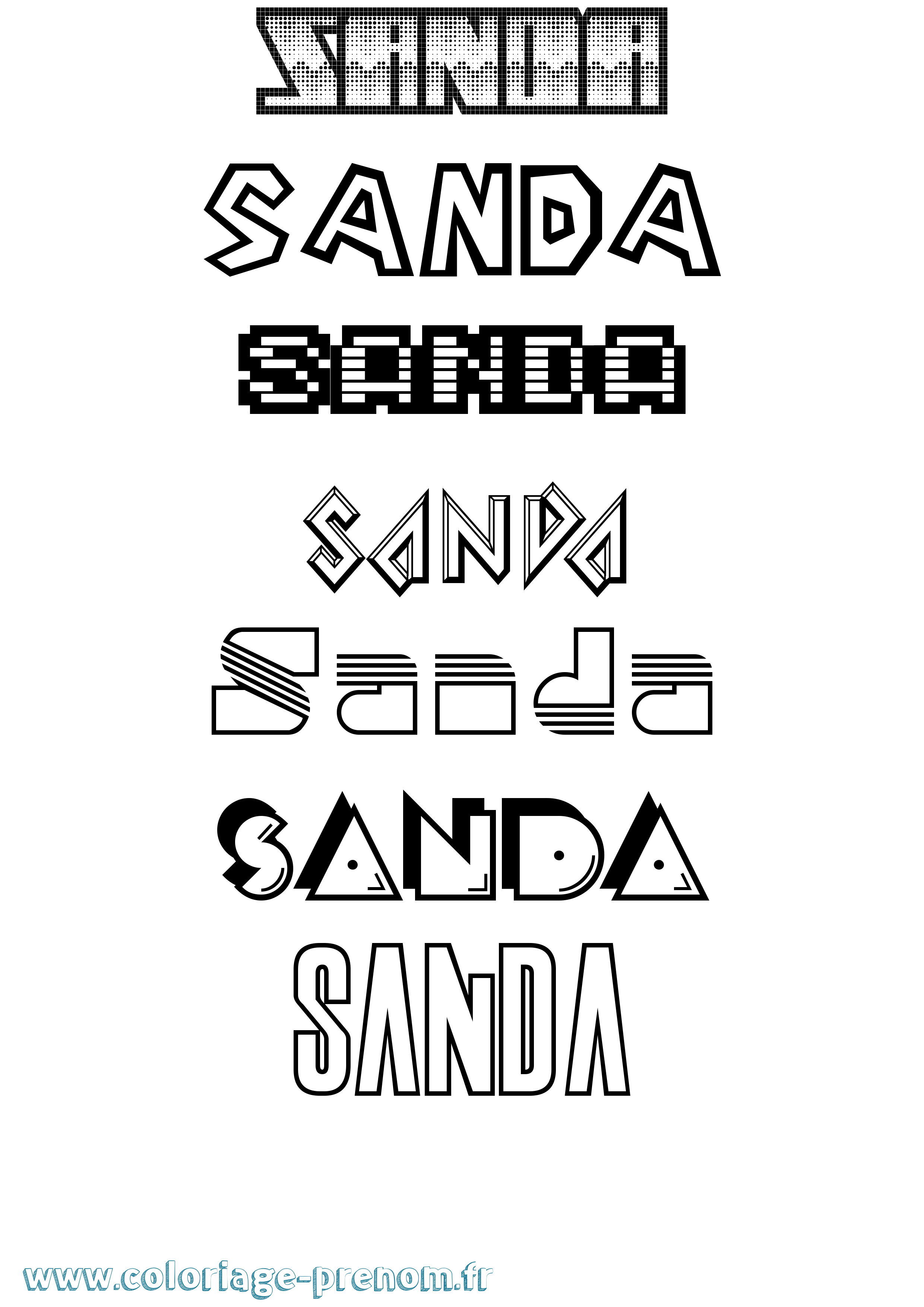  Coloriage  du pr nom Sanda  Imprimer ou T l charger 