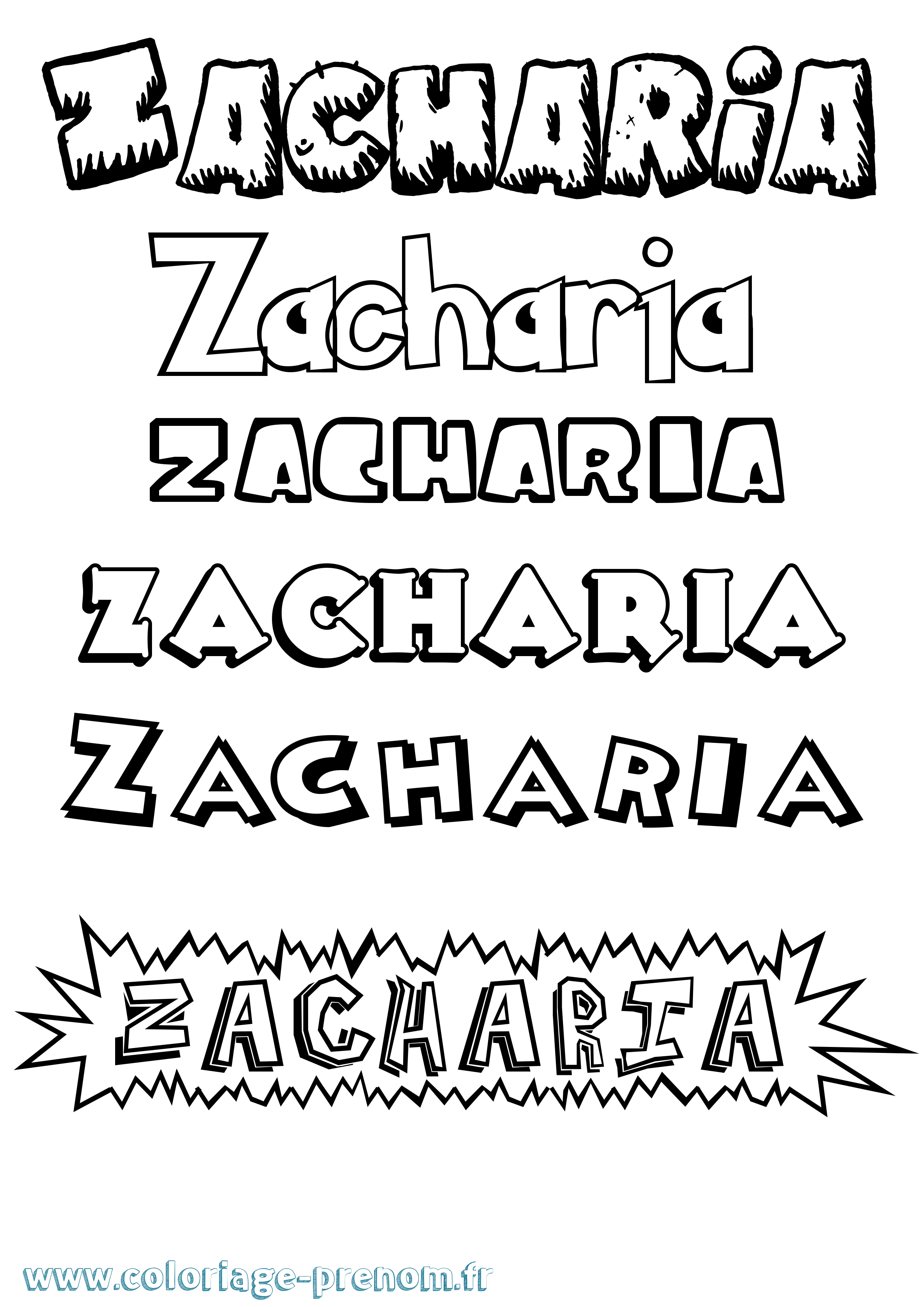 Coloriage du prénom Zacharia : à Imprimer ou Télécharger facilement
