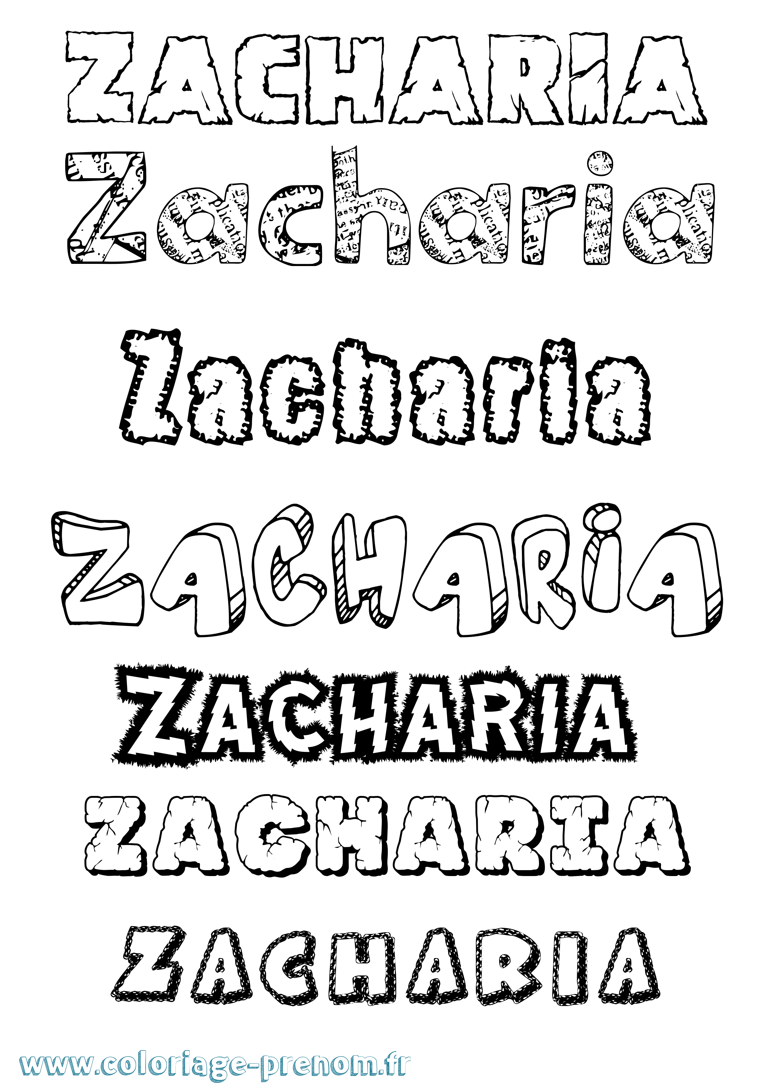 Coloriage du prénom Zacharia : à Imprimer ou Télécharger facilement