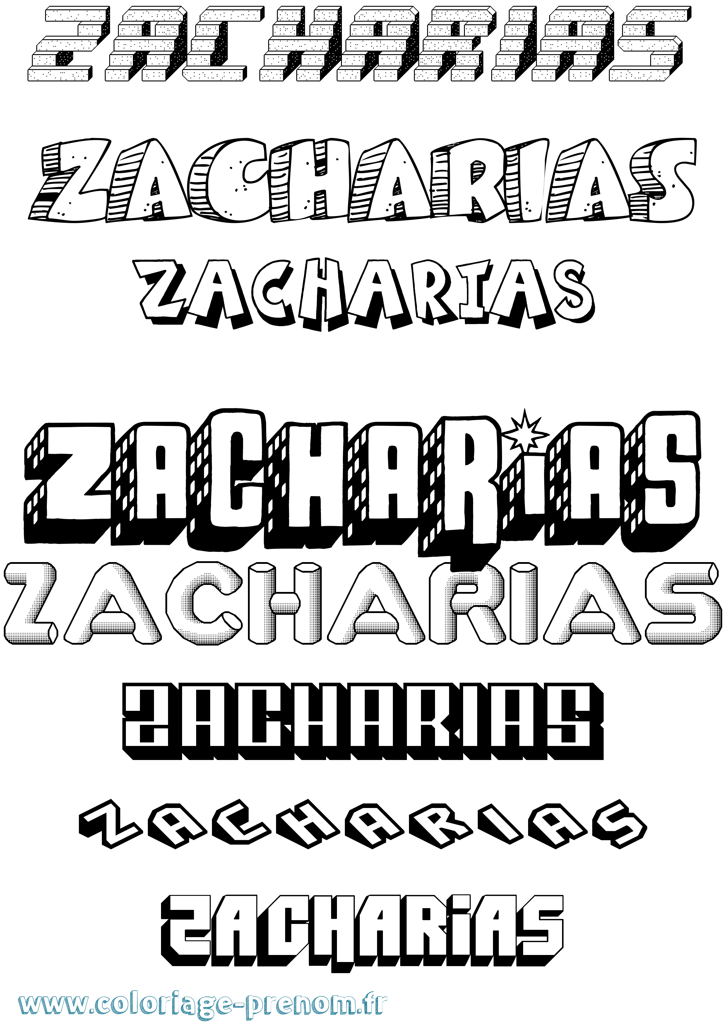 Coloriage du prénom Zacharias : à Imprimer ou Télécharger facilement