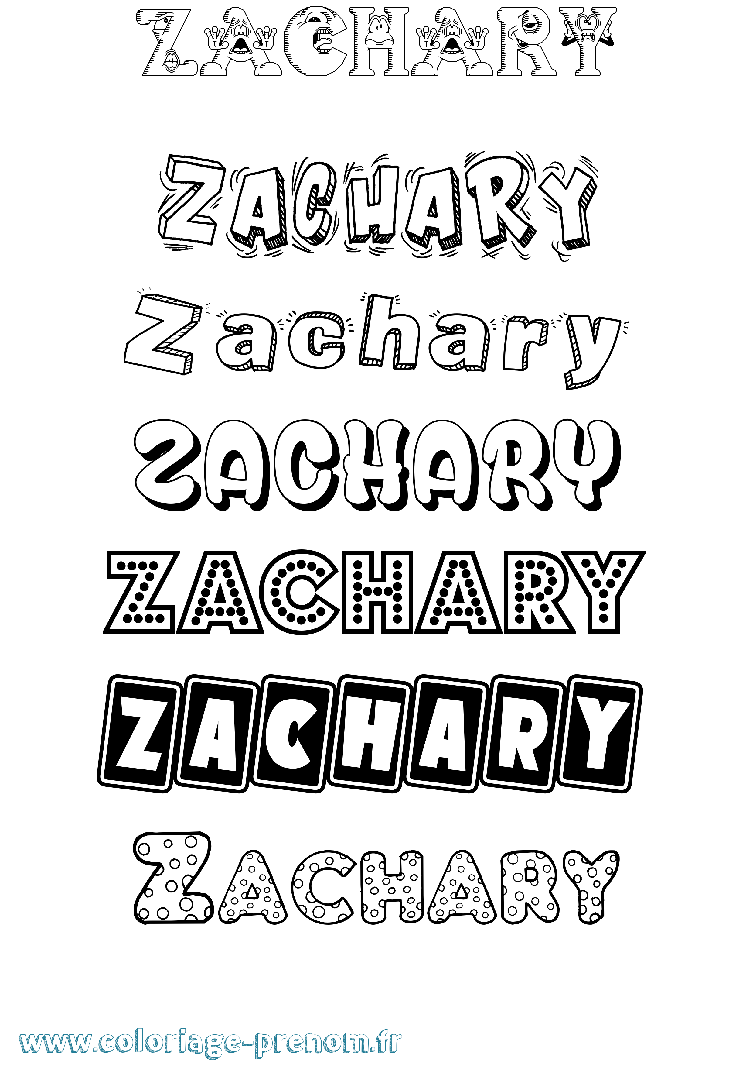 Coloriage du prénom Zachary : à Imprimer ou Télécharger facilement