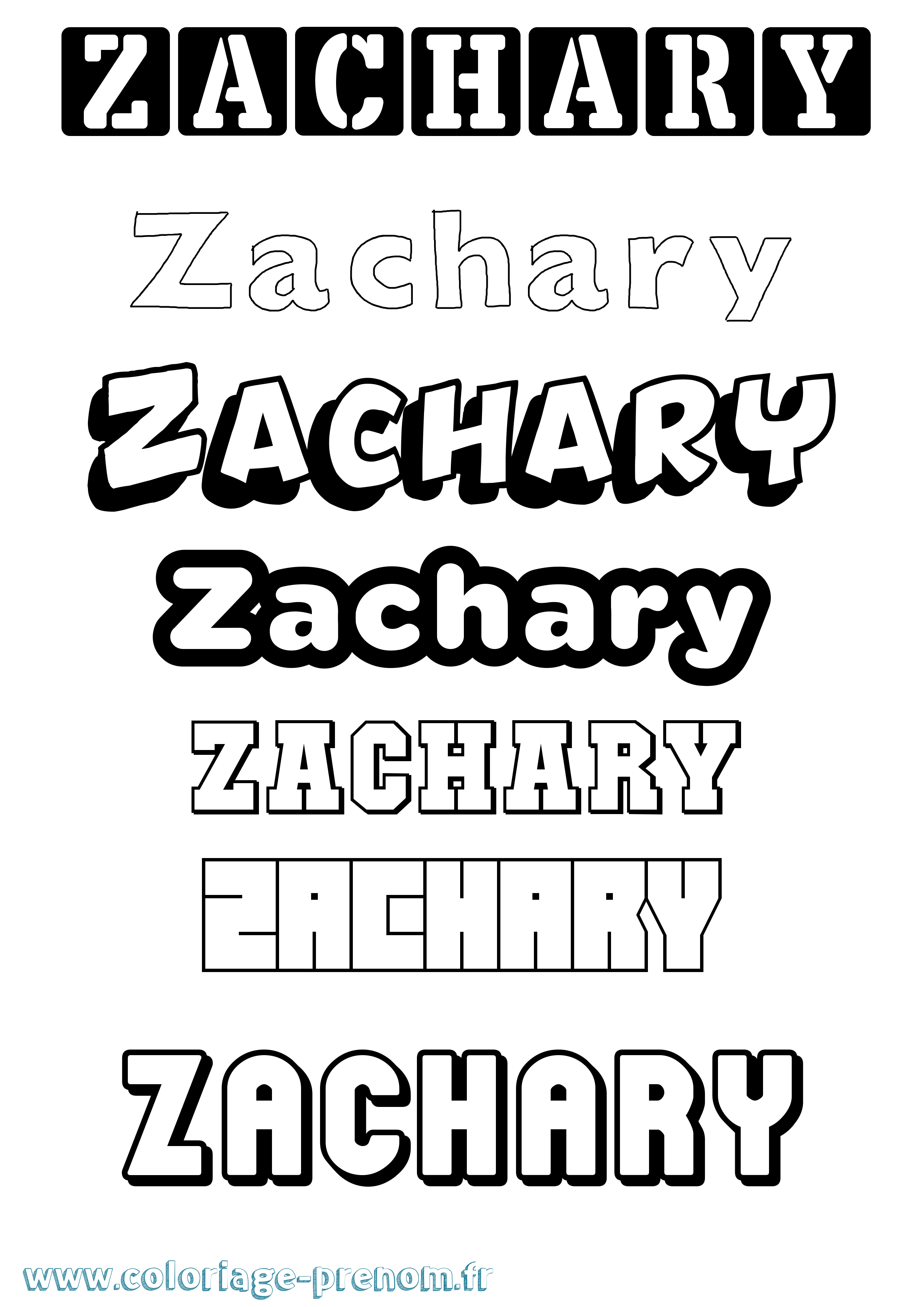 Coloriage du prénom Zachary : à Imprimer ou Télécharger facilement